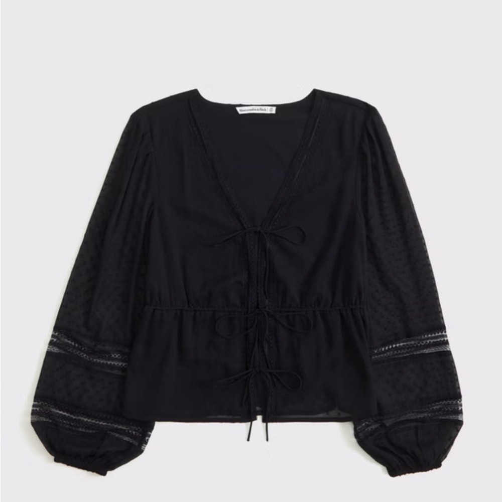 Abercrombie & Fitch Long-Sleeve Tie-Front Top